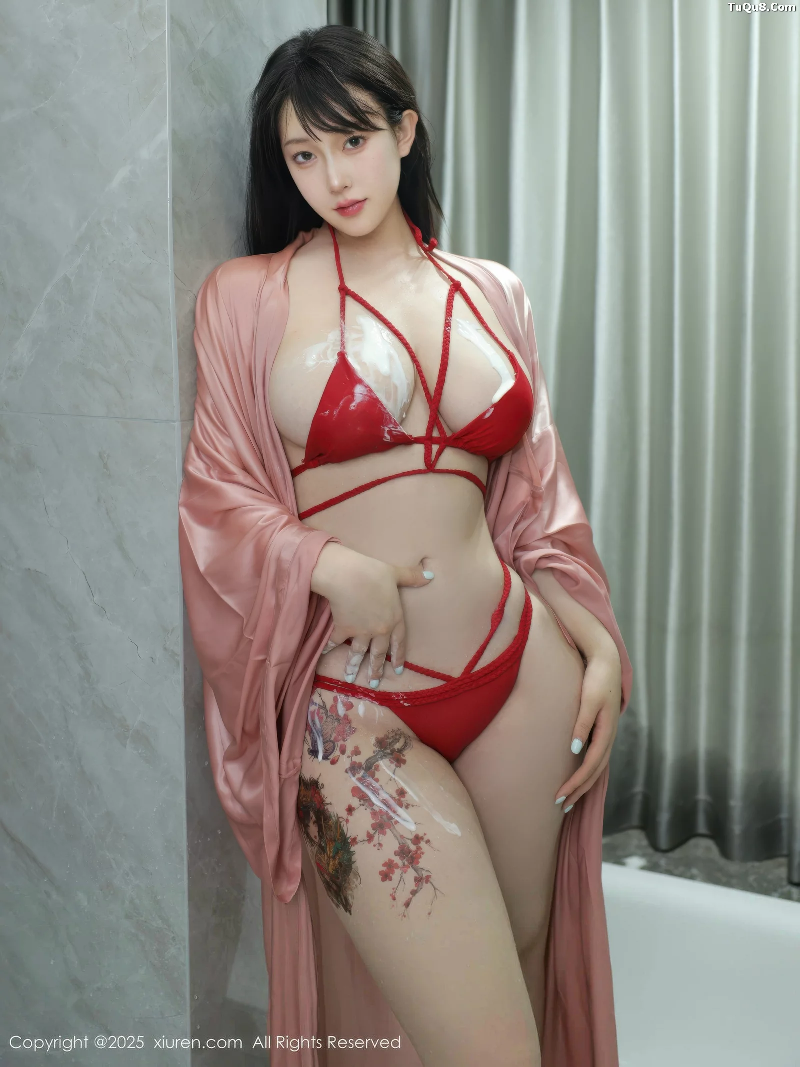 秀人集.com_[XiuRen秀人网]No.10724_模特李沁恩lrene浴室场景性感红色比基尼秀丰腴身材撩人诱惑写真79P