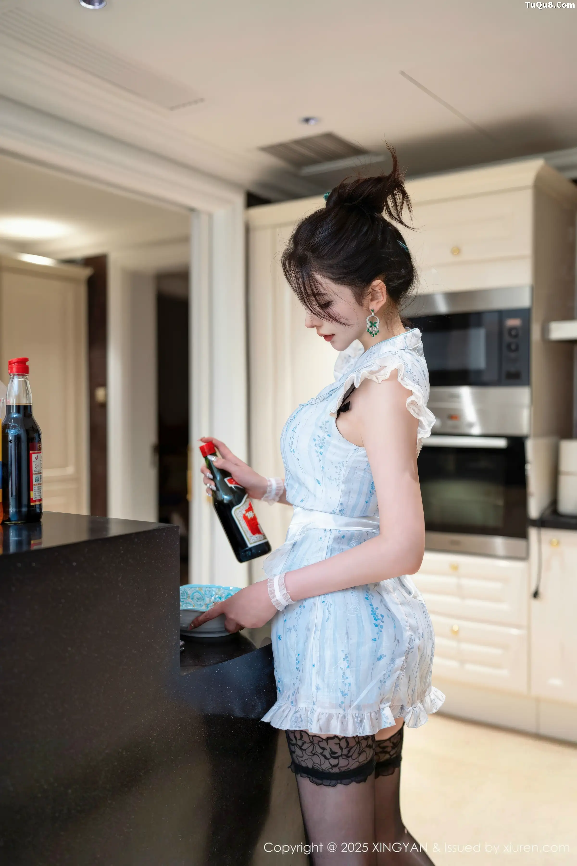 秀人集.com_[XINGYAN星颜社]VOL.444_女神李丽莎性感蓝色情趣女仆装配黑丝吊袜秀丰满身材诱惑写真72P