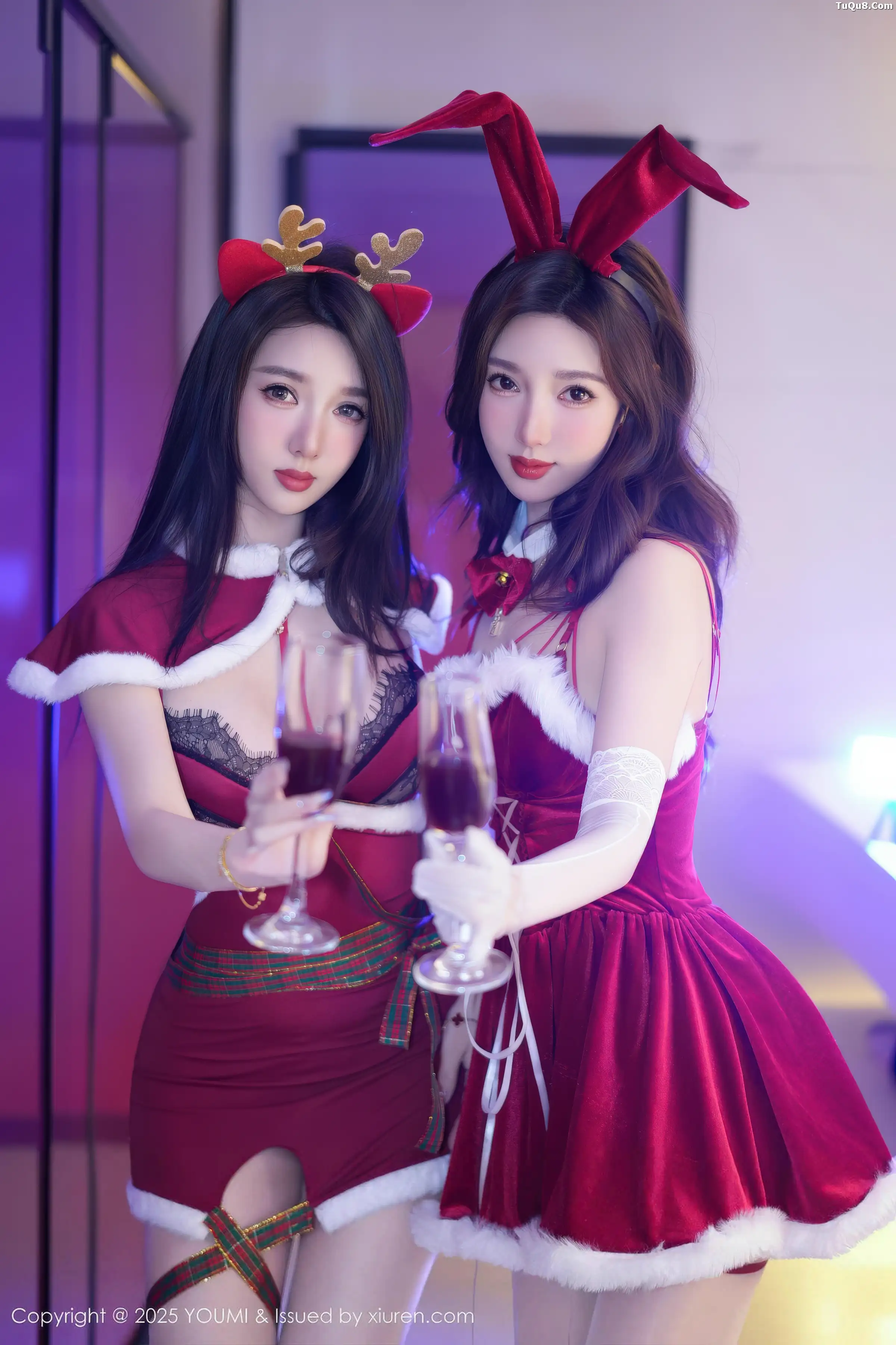 秀人集.com_[YouMi尤蜜荟]Vol.1192_模特合集双胞胎美女Twins-桃之夭夭性感圣诞女郎服饰撩人诱惑写真77P