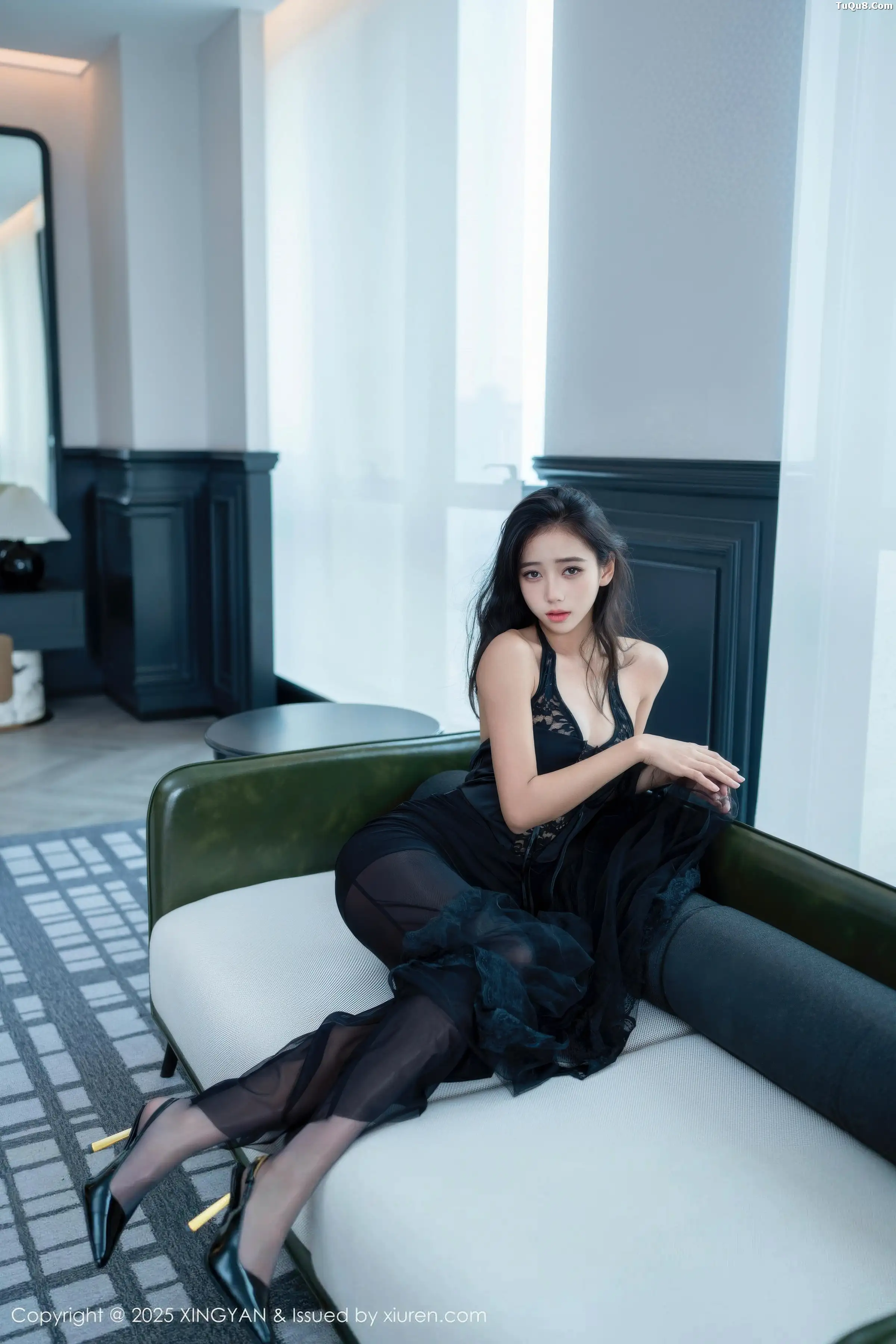 秀人集.com_[XINGYAN星颜社]VOL.451_模特时安安性感黑色连衣裙配超薄无内黑丝秀柔美身姿诱惑写真76P